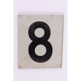 Skilt, metal m text "8", 5x52 mm, s.h.
